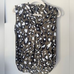 Jones New York Women's Leopard Print Sleeveless Top - Black and Brown